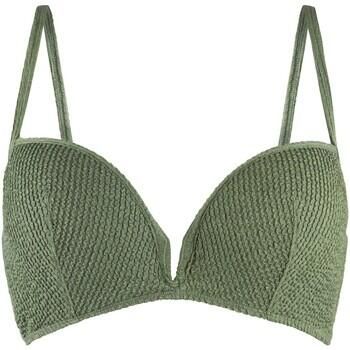 LingaDore voorgevormde beugel bikinitop met ribstructuur en lurex olijfgroen - Foto 4