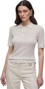 Liu Jo White Gebreid shirt met polokraag en knoopsluiting