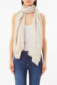 Liu Jo Beige Metallic Draad Franje Rand Sjaal Beige Dames