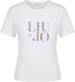 Liu Jo White regular fit T-shirt met strass-steentjes