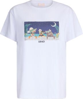 Liu Jo Grafische Print T-shirts met Crew Neck White Dames - Foto 7