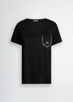 Liu Jo Katoenen T-shirt met korte mouwen en strass-opschrift Black Dames - Foto 6