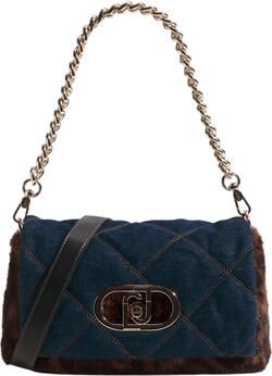 Liu Jo denim schoudertas met panterprint donkerblauw bruin