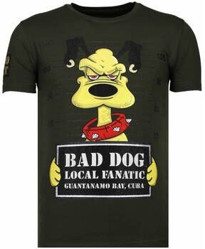 Local Fanatic T-shirt Korte Mouw Bad Dog Rhinestone