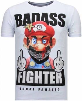 Local Fanatic T-shirt Korte Mouw Fight Club Mario Rhinestone