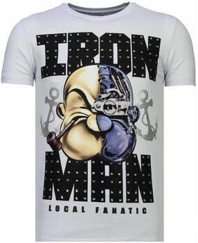 Local Fanatic T-shirt Korte Mouw Iron Man Popeye Rhinestone