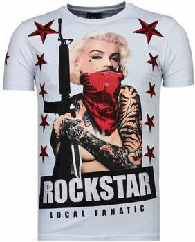 Local Fanatic T-shirt Korte Mouw Marilyn Rockstar Rhinestone