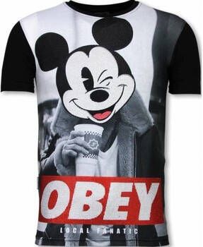 Local Fanatic T-shirt Korte Mouw Obey Mouse Digital Rhinestone