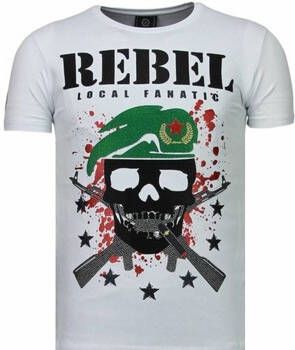 Local Fanatic T-shirt Korte Mouw Skull Rebel Rhinestone