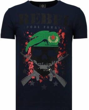 Local Fanatic T-shirt Korte Mouw Skull Rebel Rhinestone