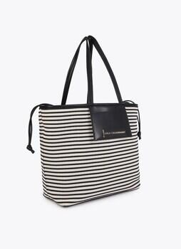 Lola Casademunt Gestreepte shopper Lugo zwart