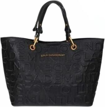 Lola Casademunt Tas Leather Effect Shopper With Embossed Mon