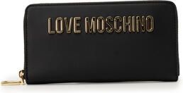 Love Moschino Dames Portemonnee van Kunstleer met Ritssluiting en Metalen Logo Black Dames