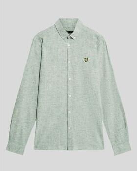Lyle & Scott Overhemd Lange Mouw Lyle & Scott LW2207V LINEN BLEND OXFORD-X583 GREEN MERCURIAL - Foto 3