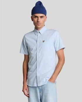 Lyle & Scott Overhemd Lange Mouw Lyle & Scott SW2213V SHORT SLEEVE SHIRT-W490 LIGHT BLUE WHITE