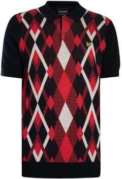 Lyle & Scott Polo Shirt Korte Mouw Lyle & Scott Katoenen poloshirt met argyle-patroon gebreid