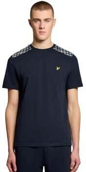 Lyle & Scott T-shirt Korte Mouw Lyle & Scott Check Panelled T-Shirt Dark Navy