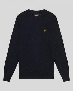 Lyle & Scott Donker Marine Melange Lamswol Blend Ronde Hals Sweater Blue Heren - Foto 2