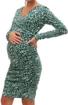 Mamalicious zwangerschaps- en voedingsjurk MLEBBA TESS met all over print groen lichtgroen Dames Stretchkatoen V-hals XL - Foto 2