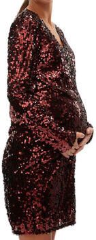 Mamalicious zwangerschapsjurk MLPARTY met pailletten donkerrood Dames Polyester V-hals XL - Foto 5