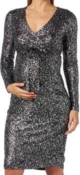 Mamalicious zwangerschaps- en voedingsjurk met all over print zwart grijs Dames Viscose V-hals XL - Foto 2