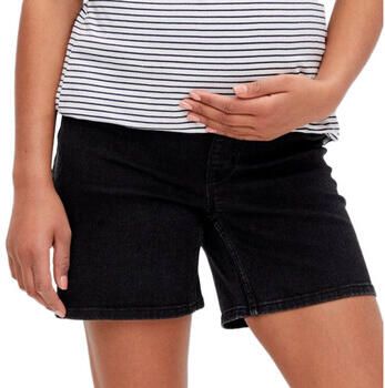 Mamalicious regular fit short MLAMY black denim Korte broek Zwart Dames Stretchdenim XL - Foto 2