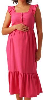 Mamalicious zwangerschapsjurk MLCAILEEN met ruches roze Dames Polyester Ronde hals S - Foto 2