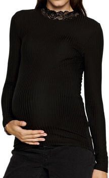 Mamalicious zwangerschapslongsleeve MLTRINITY zwart Dames Viscose Opstaande kraag XL - Foto 2