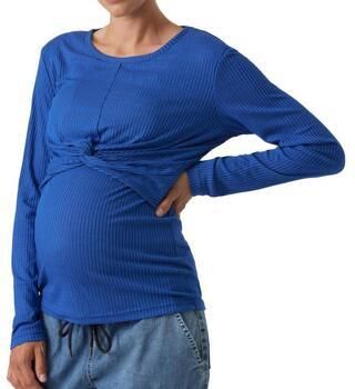 Mamalicious zwangerschaps- en voedings shirt blauw Top Dames Modal Ronde hals XL - Foto 2