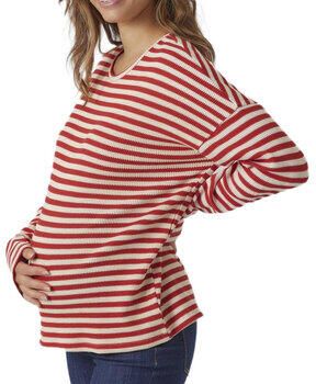 Mamalicious gestreepte zwangerschapslongsleeve MLSILLY rood ecru Dames Stretchkatoen Ronde hals XL - Foto 2