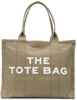 Marc Jacobs Canvas Tote met Logo Print en Ritssluiting Green Dames