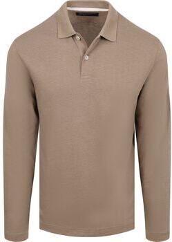 Marc O'Polo Shirt Lange Mouw Longsleeve Polo Cotton Linen Taupe