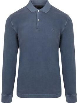 Marc O'Polo Shirt Lange Mouw Longsleeve Poloshirt Donkerblauw
