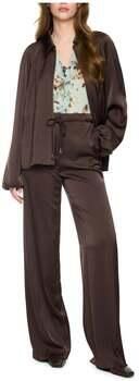 Marc Cain Glanzende wide fit broek met strikceintuur - Foto 3