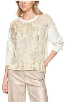Marc Cain Regular fit sweatshirt van katoenmix met scheerwol - Foto 3