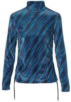 Mart Visser jersey top Ella met all over print en plooien paars turquoise zwart