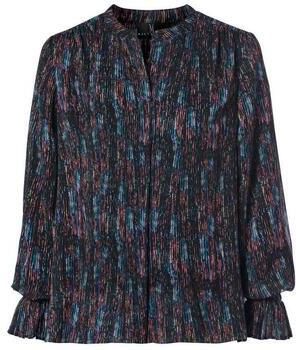Mart Visser peplum blouse met all over print zwart blauw roze