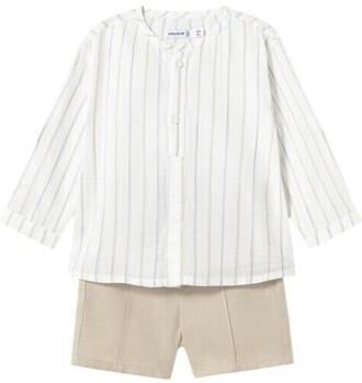 Mayoral Setjes 1249 Conjunto bermuda y camisa estampada bebé Beige
