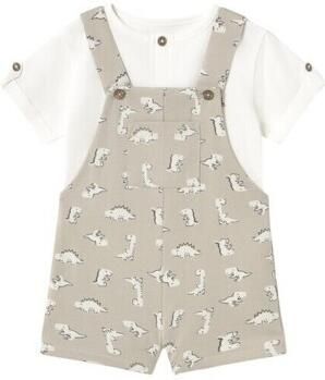 Mayoral Setjes 1650 Conjunto peto estampado y camiseta bebé Crudo