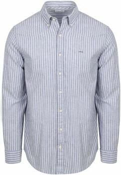Mcgregor Overhemd Lange Mouw Overhemd Cotton Linen Strepen Indigo