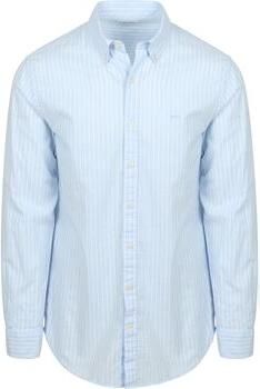 Mcgregor Overhemd Lange Mouw Overhemd Cotton Linen Strepen Lichtblauw