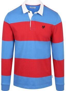 Mcgregor Polo Shirt Lange Mouw Rugbyshirt Streep Blauw Rood