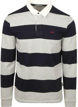 Mcgregor Polo Shirt Lange Mouw Rugbyshirt Streep Navy Grijs