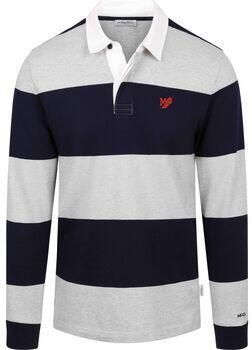 Mcgregor Polo Shirt Lange Mouw Rugbyshirt Streep Navy Grijs