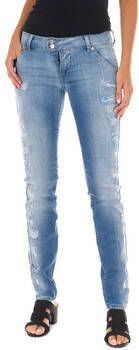 MET Lange Khaki Jeans Rits en Knopen Blue Dames