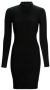Michael Kors Zwarte geribbelde jurk met opstaande kraag Black Dames - Thumbnail 1