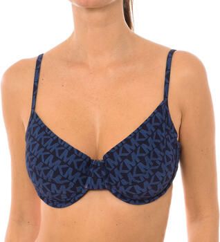 Michael Kors Retro Chic Bikini Top met Logo Print Blue Dames
