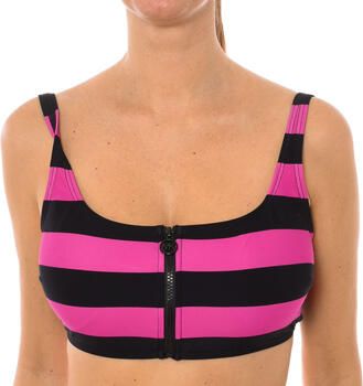 Michael Kors Rugby-geïnspireerde Front Zip Bikini Top Multicolor Dames