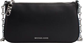 Michael Kors Empire Leren Clutch Tas met Verstelbare Schouderband Black Dames