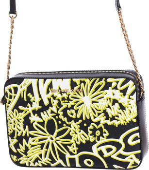 Michael Kors Stijlvolle Crossbody Tas in Zwart Wit Geel Black Dames